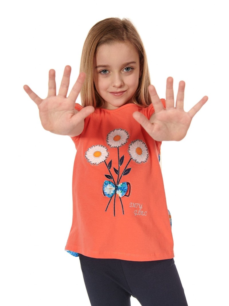 Coral girls\' blouse with flowers NDZ8157 - Online store - Boutique